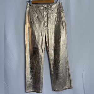 NWT No.6 Gold Metallic Faux Leather Pants Womens